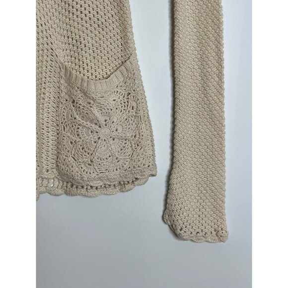 Athleta Cayla Cream Crochet Sweater Style Open Knit Swim Coverup Size XS Pockets - Picture 3 of 9